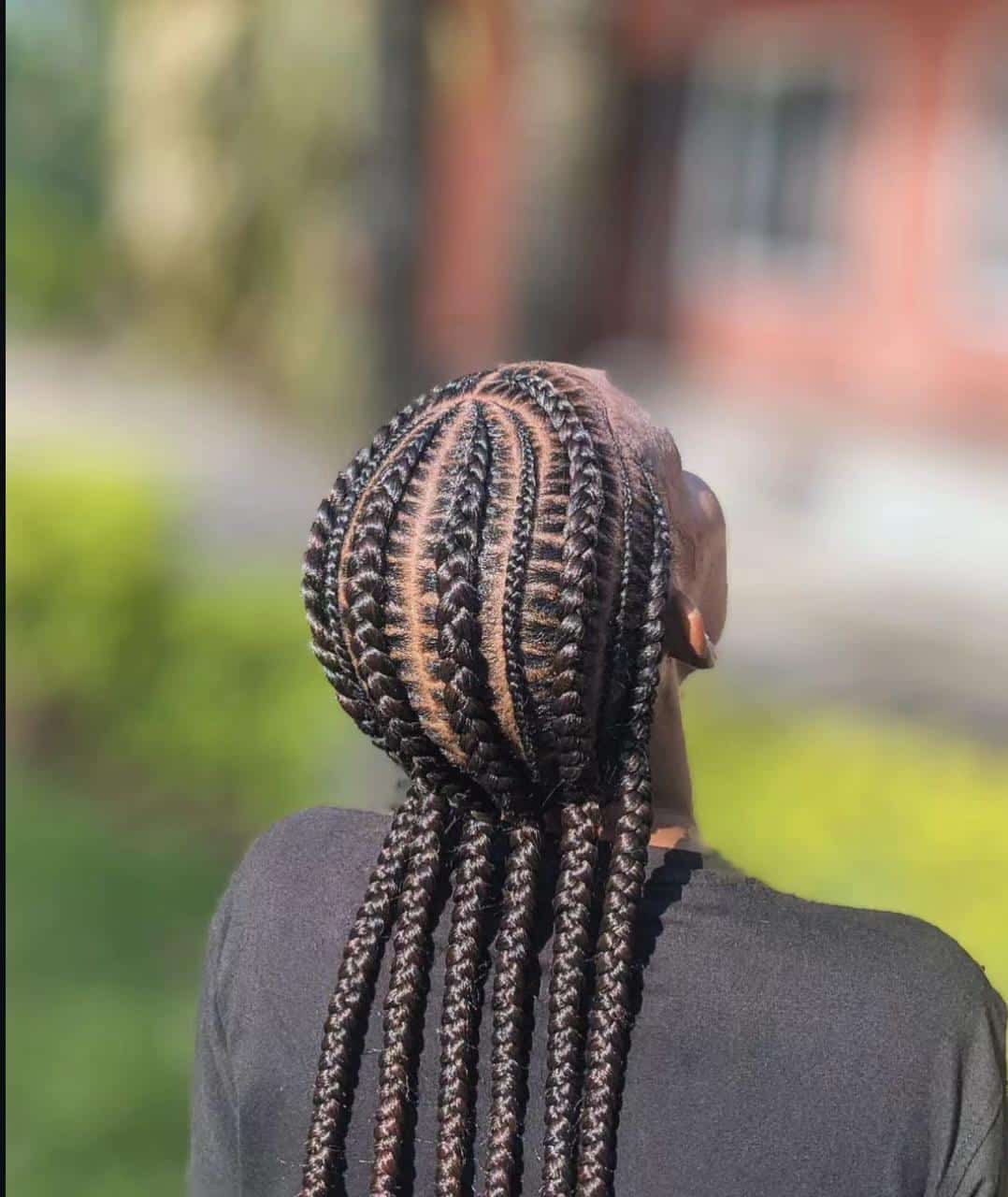 Cornrow braids low ponytail